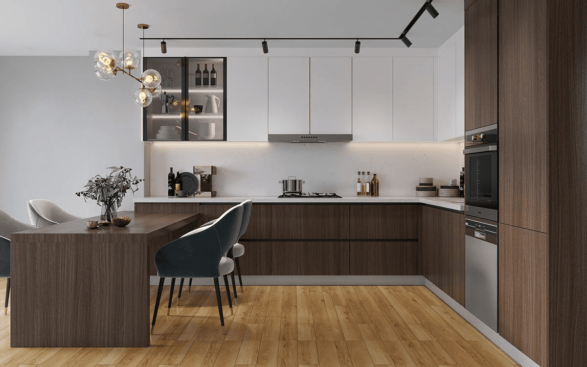 Không gian bếp được okking0 liền kề với phòng khách giúp tận dụng tốt nhất diện tích trong nhà (Nguồn: Sưu tầm)