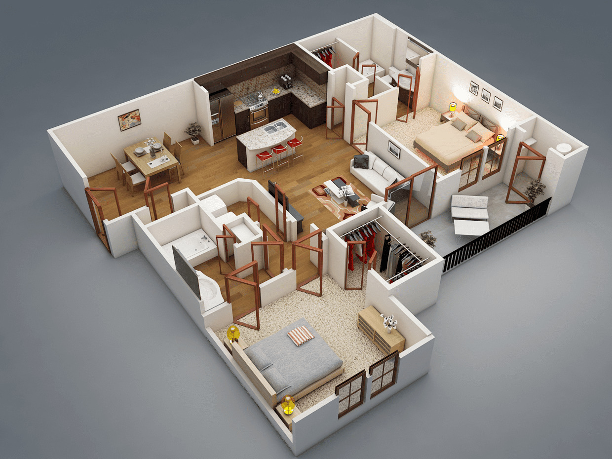 Mẫu nhà cấp 4 có 2 okking cần bố trí, sắp xếp nội thất m.okking sự tiện nghi (Nguồn: Sưu tầm)