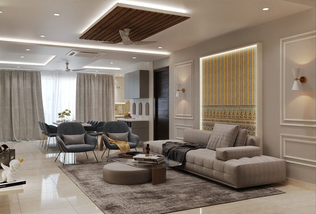 Không gian phòng khách rộng hiện đại