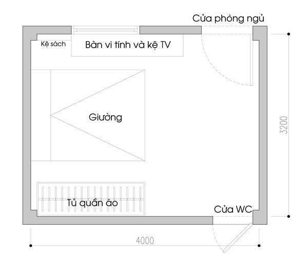 Bố trí nội thất phòng ngu 10m2