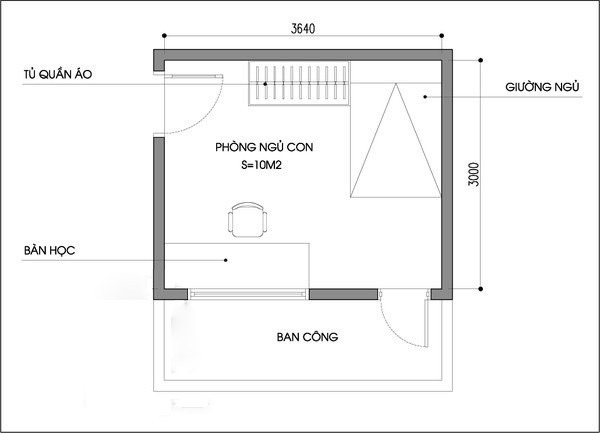Mẫu okking0 okking 10m2 có ban công