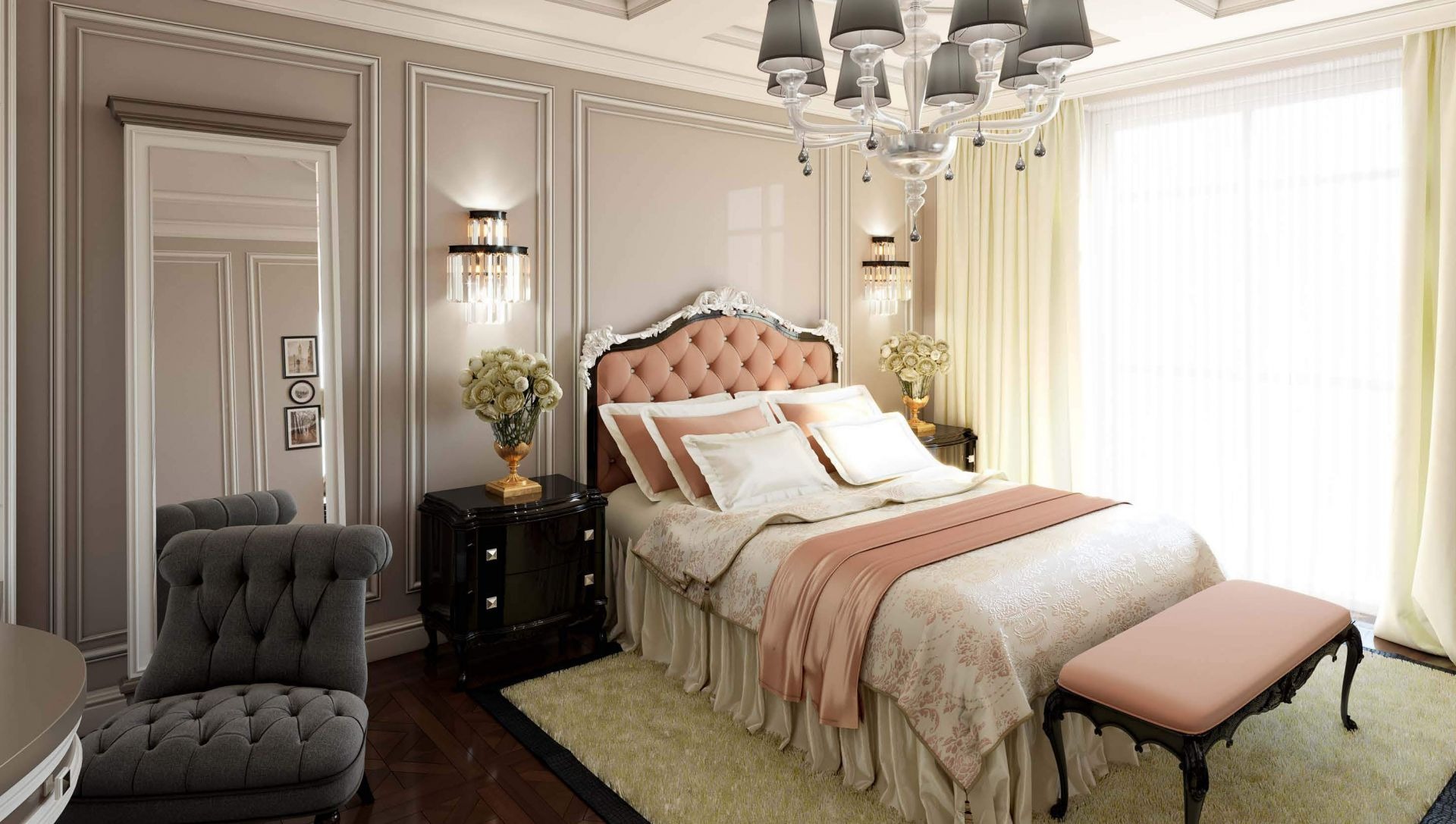 Thiết kế okking 12m2 m.okking39 tân cổ điển màu hồng