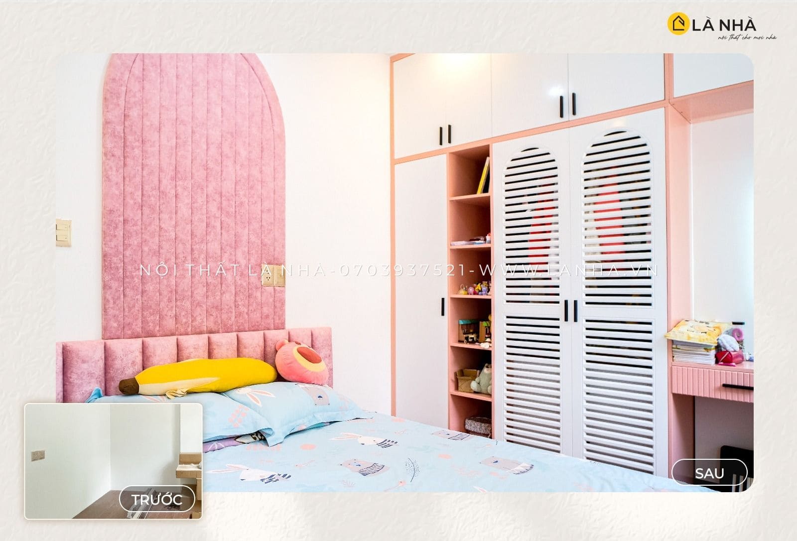 Thiết kế okking 10m2 màu sắc tươi tắn cho bé gái