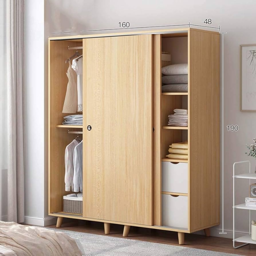 Mẫu tủ quần áo cửa trượt làm bằng gỗ công nghiệp