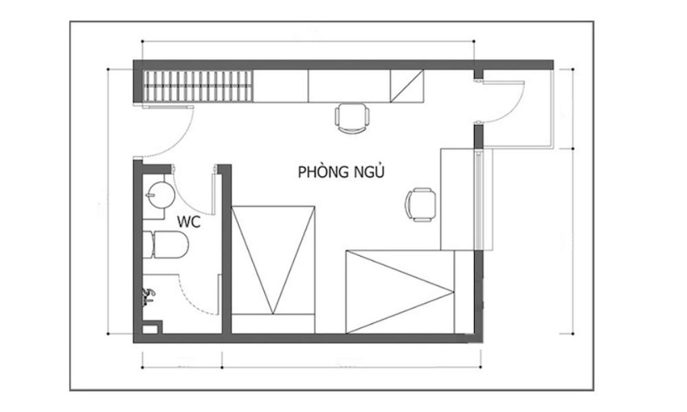 Bản vẽ okking0 okking 15m2 có toilet khép kín