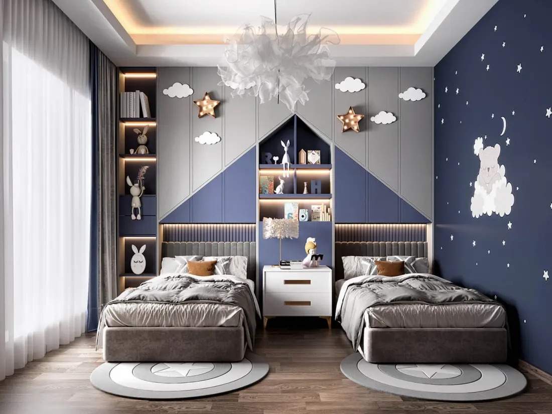 Mẫu okking0 okking 15m2 cho 2 bé trai (Nguồn: Sưu tầm)