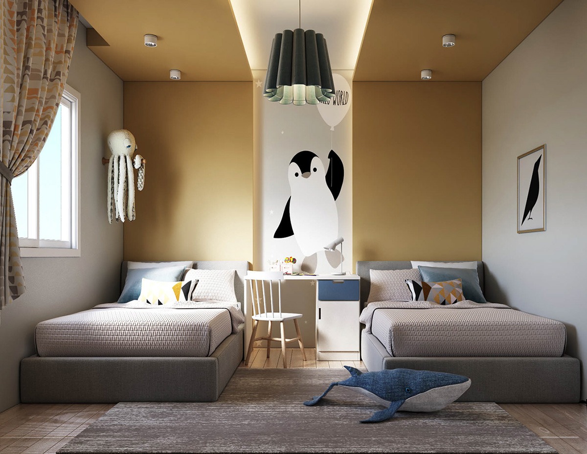 Sử dụng những hình ảnh dễ thương để trang trí cho okking của 2 bé