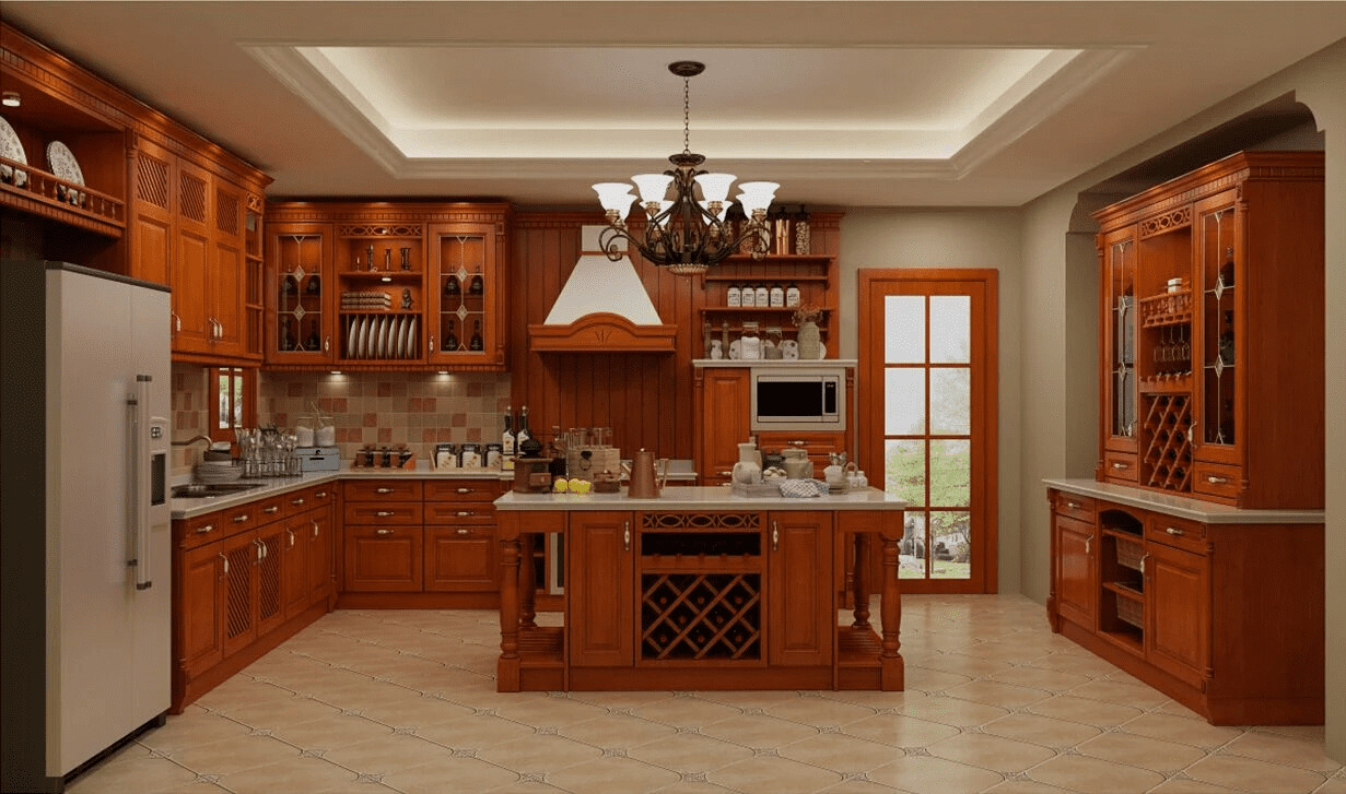 Tủ bếp gỗ tân cổ điển