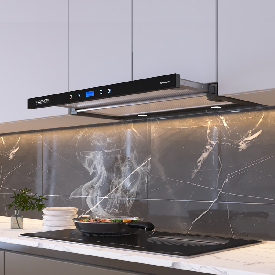 Tủ bếp hiện đại kết hợp máy hút mùi độc đáo