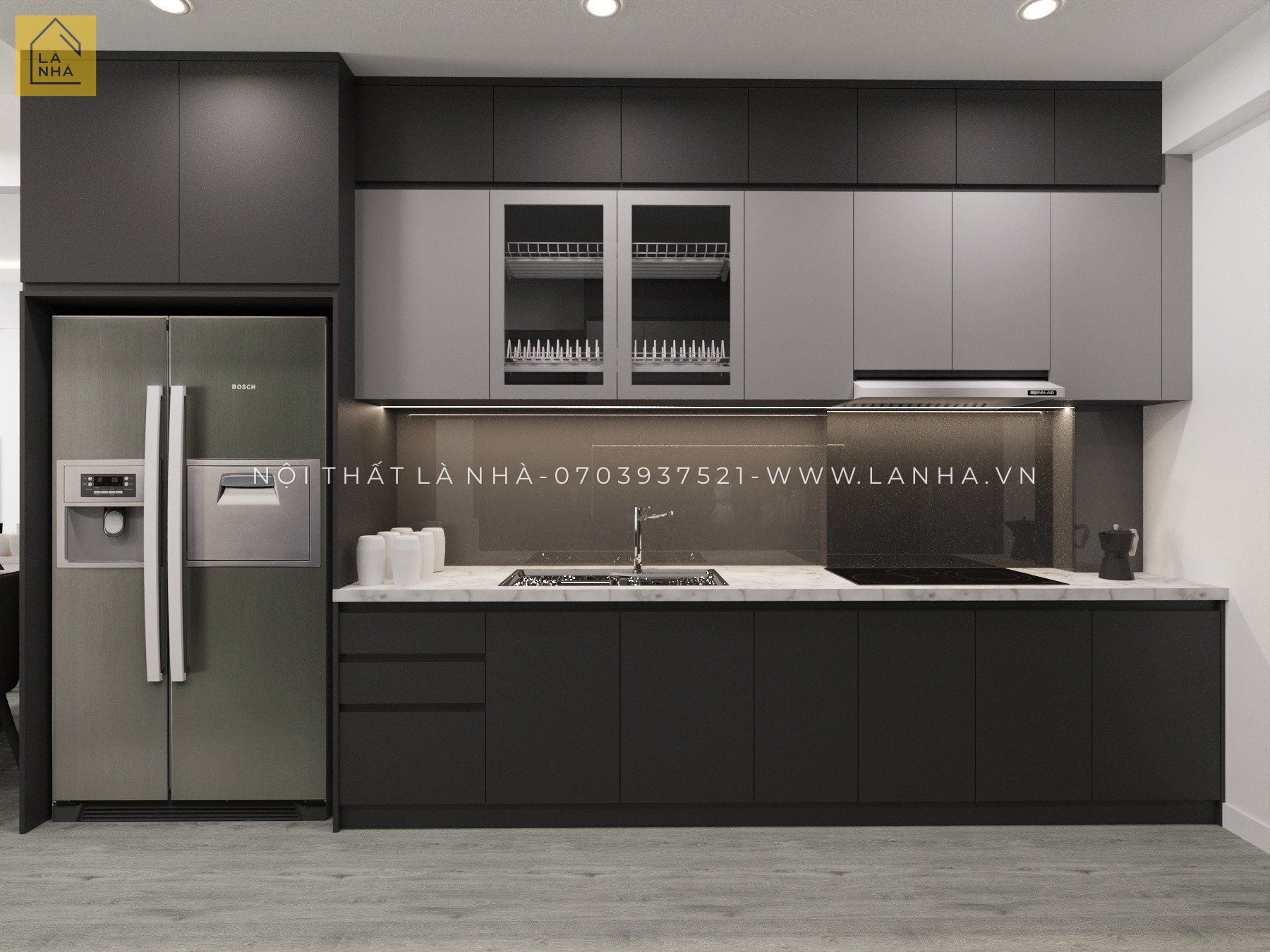 Tủ bếp Acrylic sáng bóng và thanh lịch