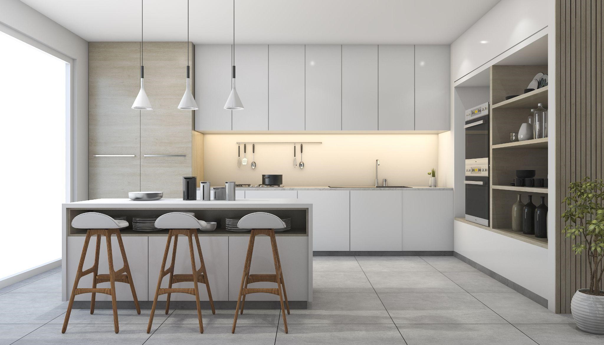 Không gian bếp hiện đại với chất liệu Acrylic