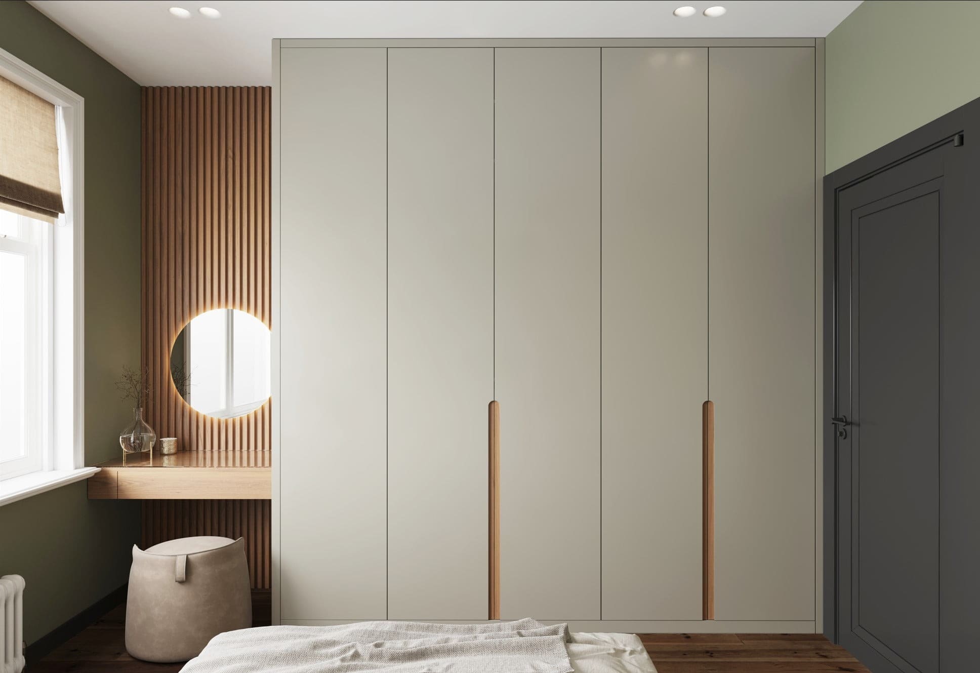 Tủ quần áo liền kề bàn trang điểm cho căn phòng nhỏ (Nguồn: Sưu tầm)