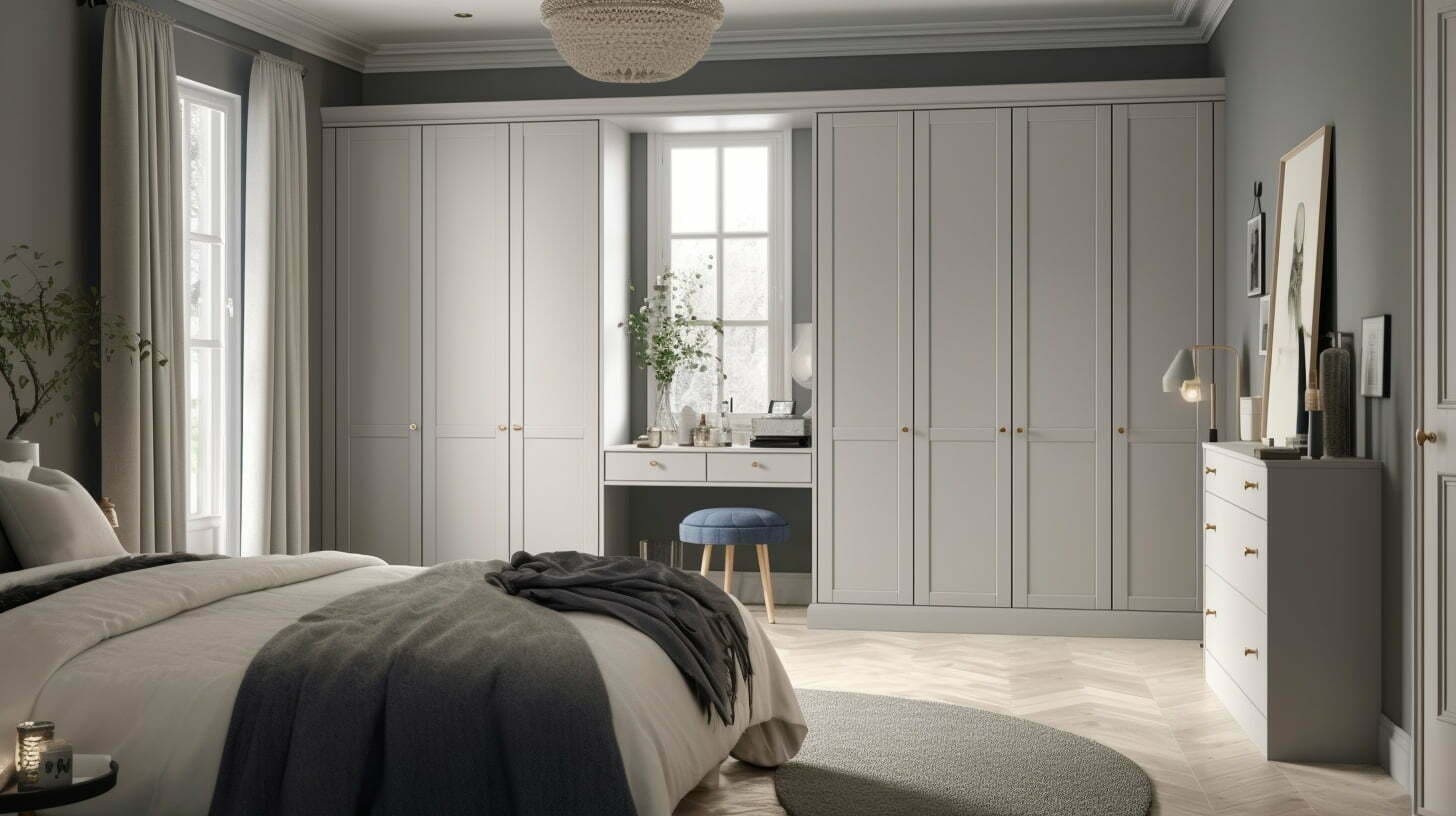 Tủ quần áo liền kề bàn trang điểm m.okking39 tân cổ điển (Nguồn: Sưu tầm)