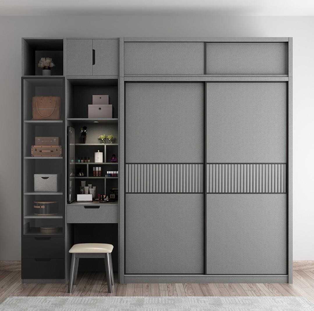 Thiết kế tủ quần áo cửa lùa kết hợp bàn trang điểm đơn giản, tinh tế (Nguồn: Sưu tầm)