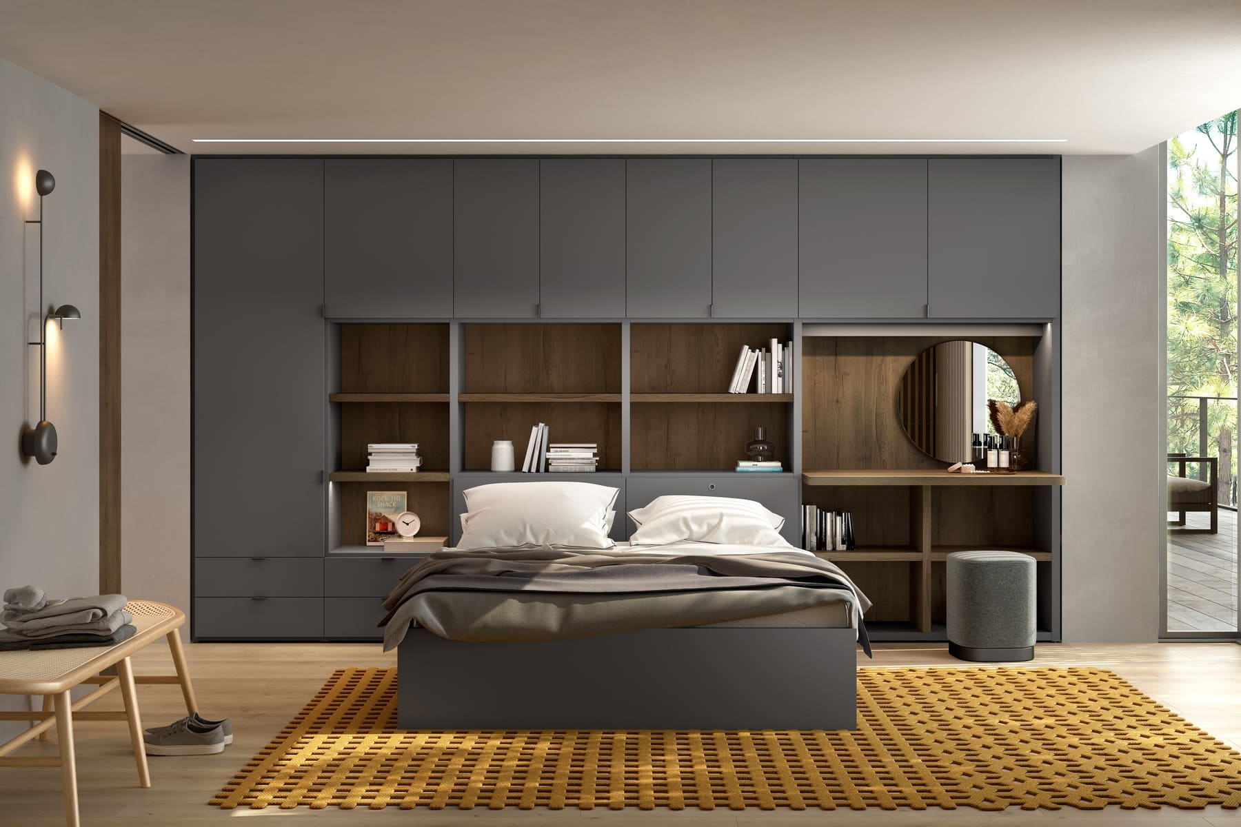 Tủ quần áo kết hợp bàn trang điểm giúp giải quyết vấn đề về bố trí nội thất và tiết kiệm diện tích (Nguồn: Sưu tầm)