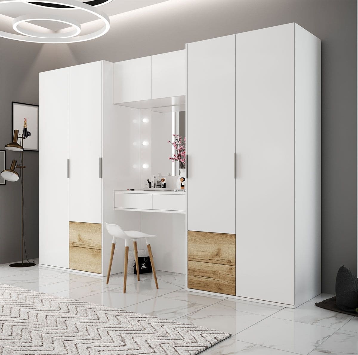 Tủ quần áo liền bàn trang điểm m.okking39 tân cổ điển sang trọng (Nguồn: Sưu tầm)