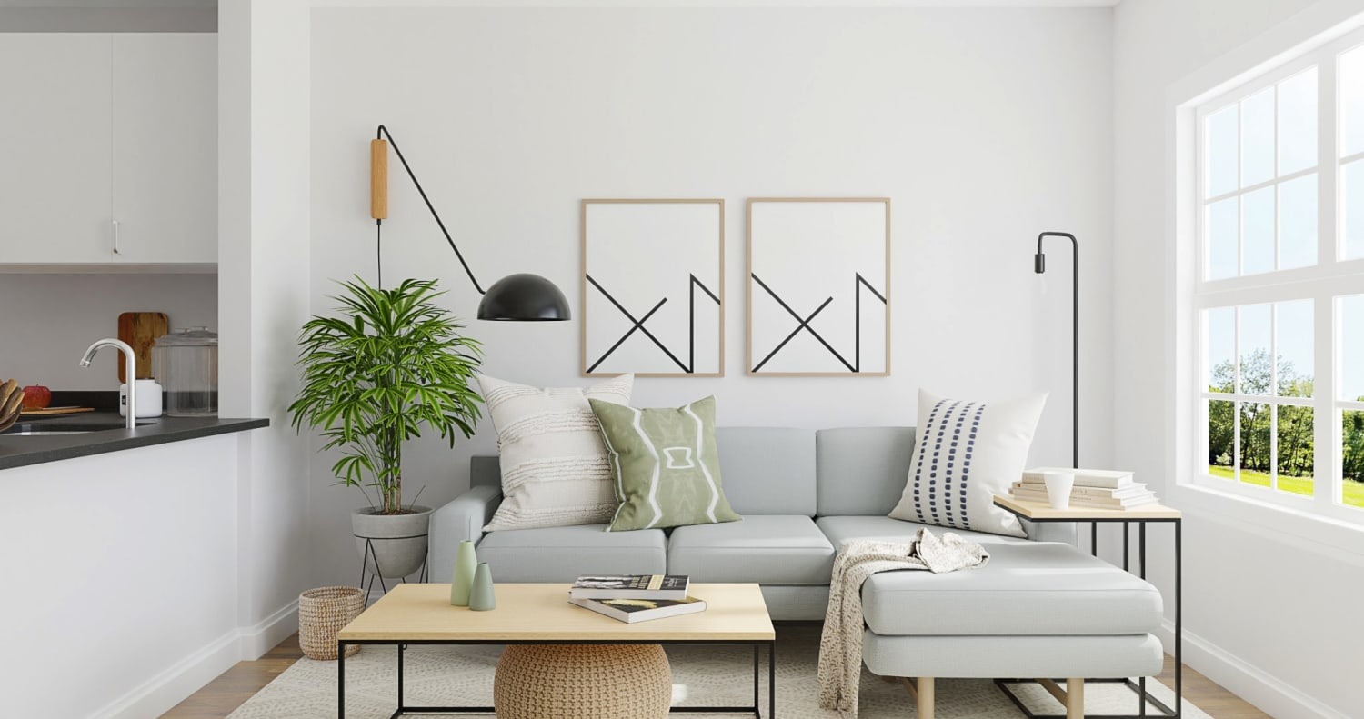 Mẫu phòng khách phối màu tạo điểm nhấn kết hợp các món đồ decor đơn giản, nhẹ nhàng