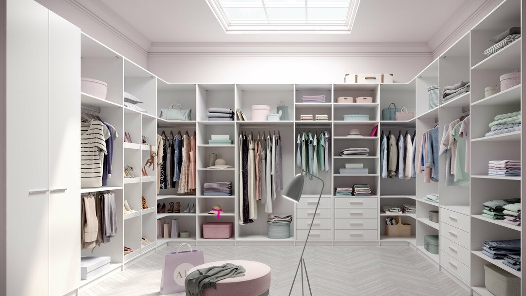 Mẫu tủ quần áo chữ U không có cánh phù hợp ngôi nhà có diện tích rộng