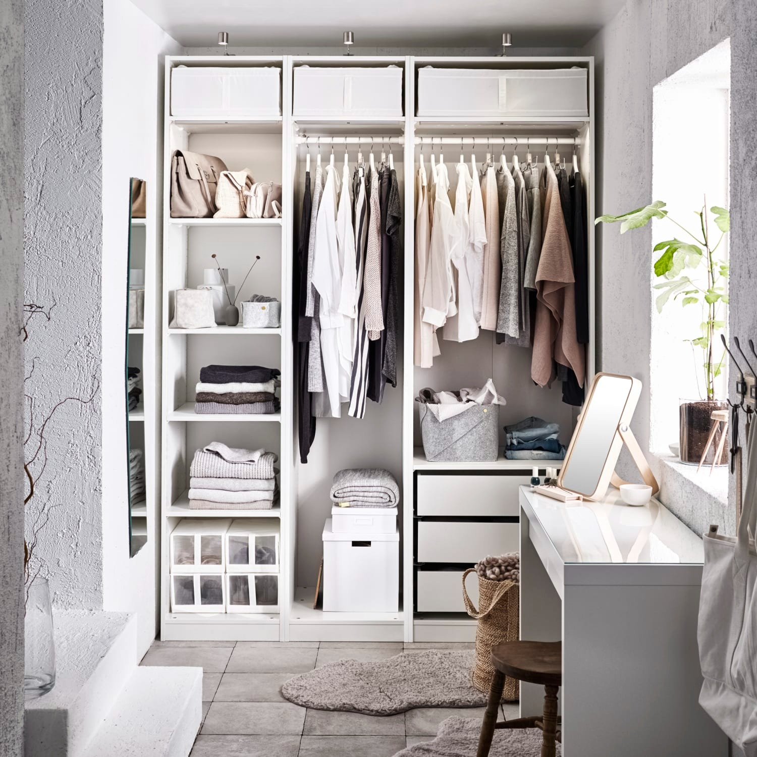 Thiết kế tủ quần áo nhiều ngăn, không cánh