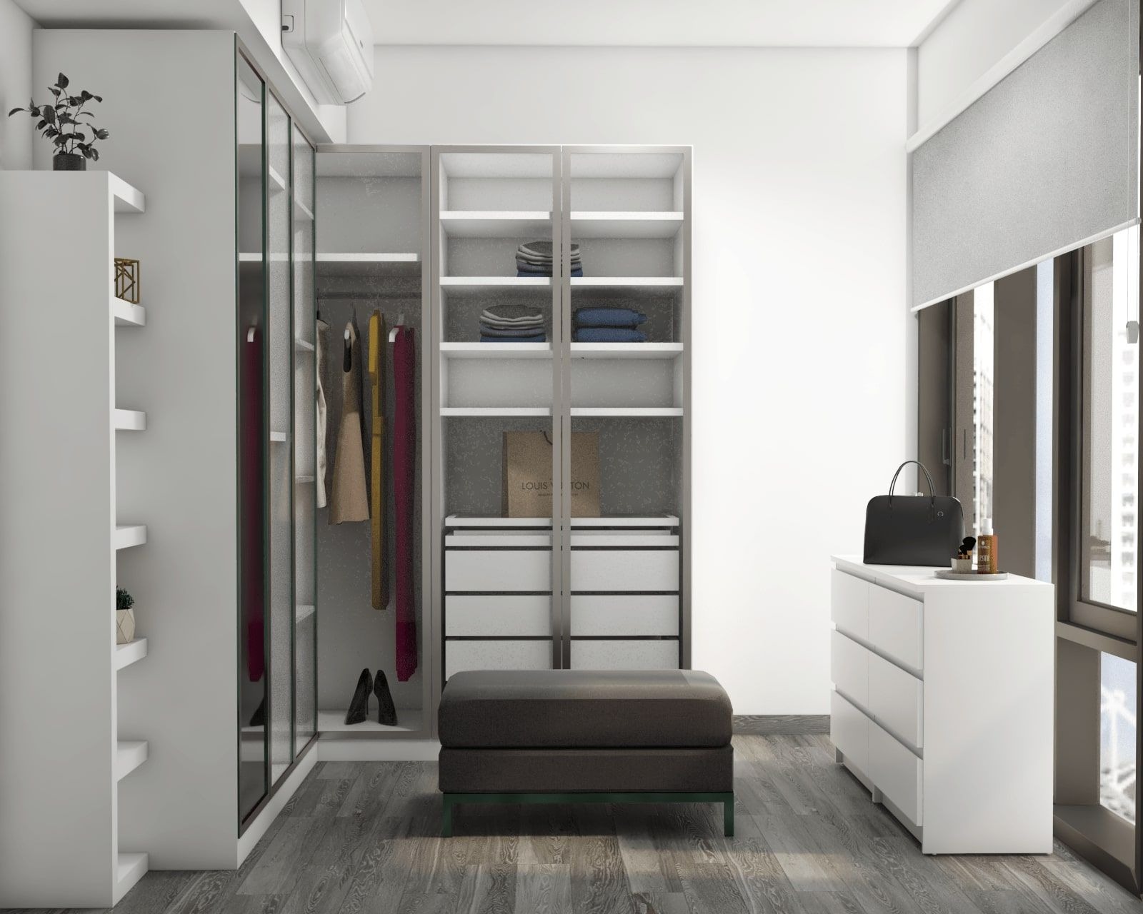 Bản vẽ 3D tủ quần áo chữ L (Nguồn: Sưu tầm)