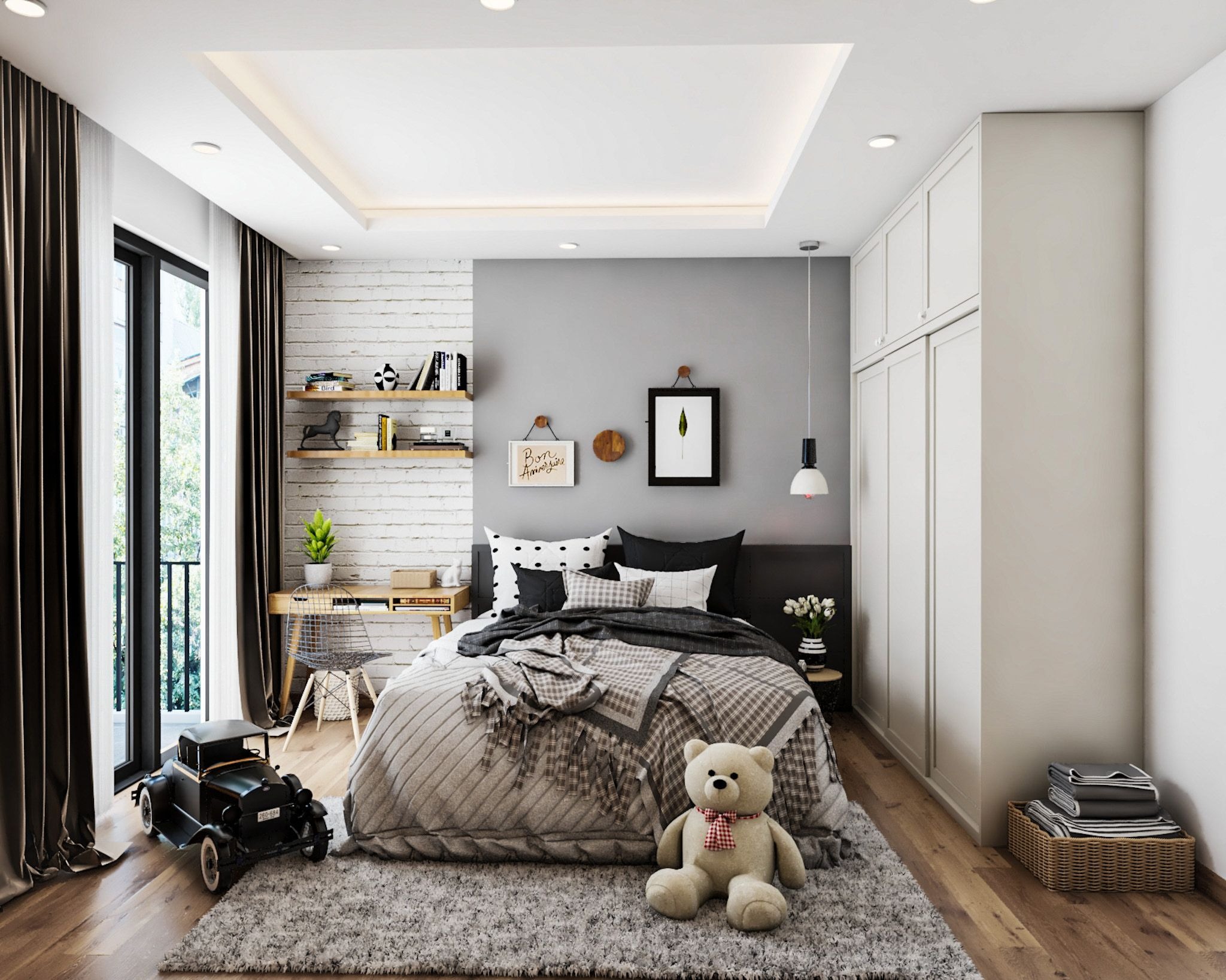 Bàn học được bố trí bên cạnh cửa sổ giúp đón nhận ánh sáng tự nhiên tốt hơn (Nguồn: Sưu tầm)
