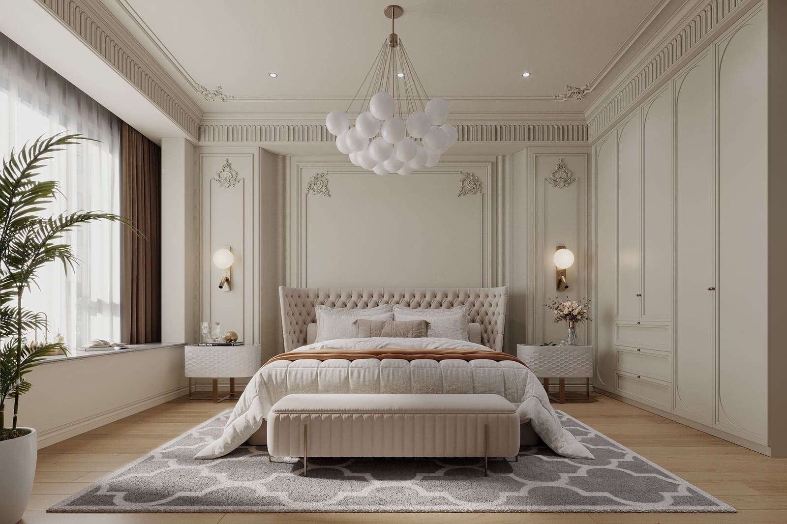 Thiết kế okking m.okking39 tân cổ điển màu trắng trang nhã và tinh tế (Nguồn: Sưu tầm)