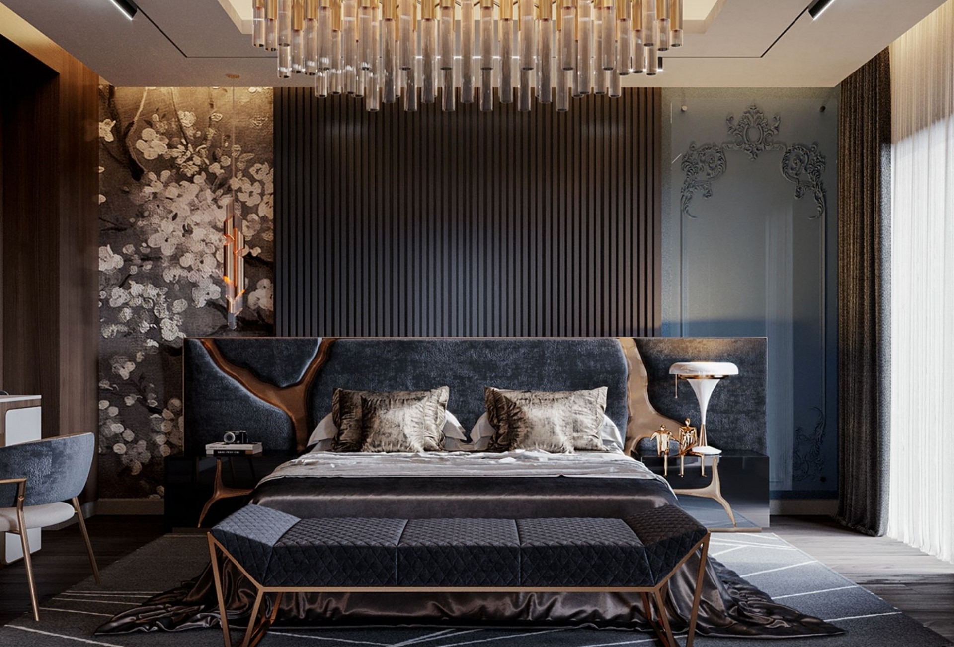 Mẫu okking0 okking 30m2 sang trọng với đèn chùm pha lê ấn tượng (Nguồn: Sưu tầm)