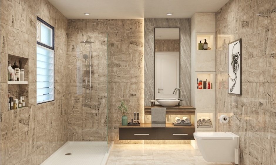 Mẫu okking0 phòng tắm đơn giản, đầy đủ với nội thất nhà vệ sinh cao cấp (Nguồn: Sưu tầm)