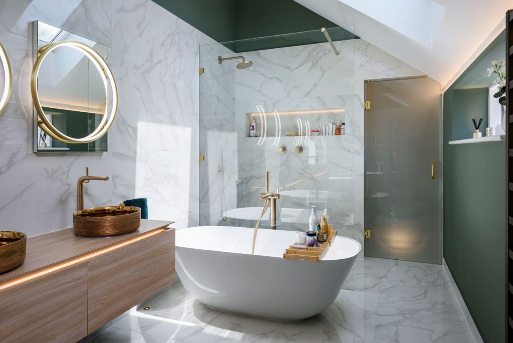Bố trí phòng tắm đẹp và thanh lịch