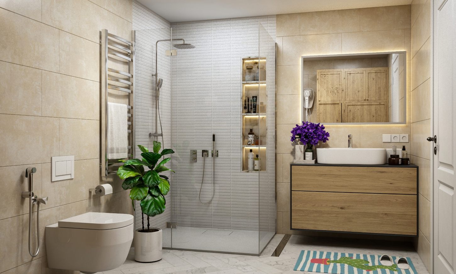 Mẫu okking0 nhà tắm đơn giản với nội thất hiện đại (Nguồn: Sưu tầm)