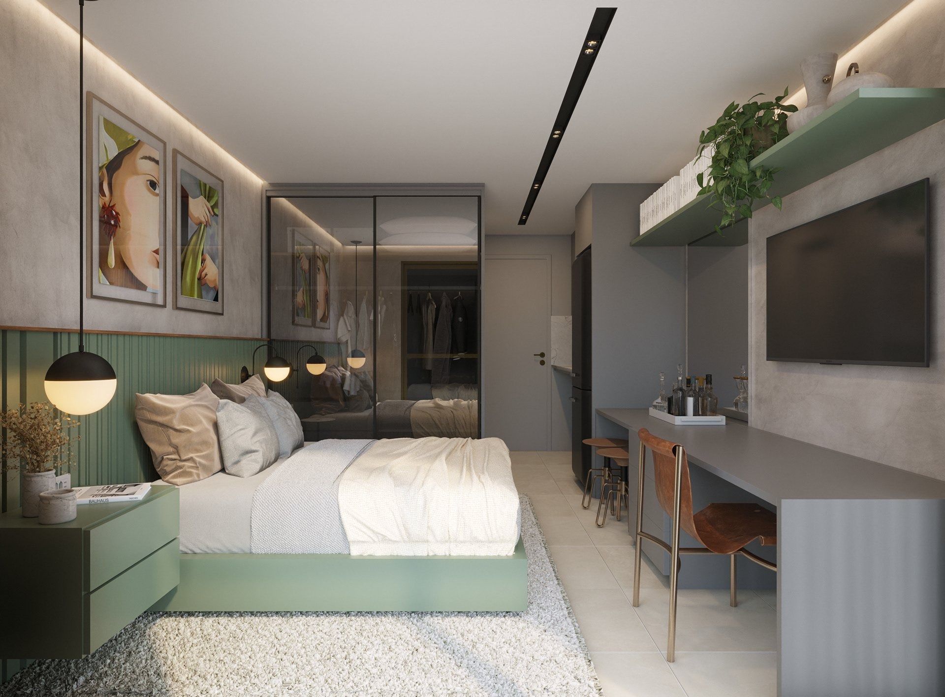 Căn hộ studio với okking.con mở