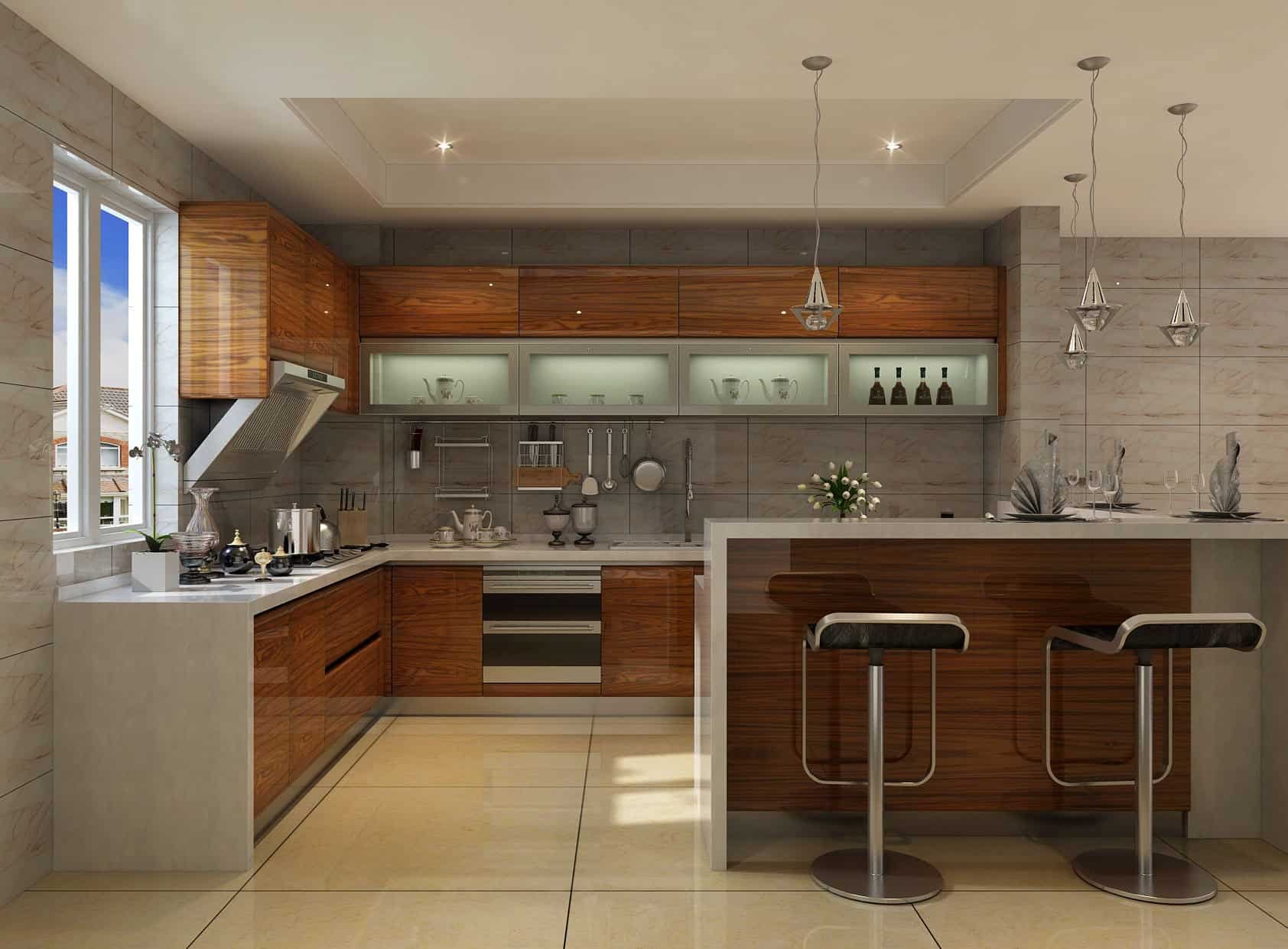 Thiết kế nhà bếp có quầy bar để tăng thêm sự tiện lợi, thư giãn cho các thành viên (Nguồn: Sưu tầm)