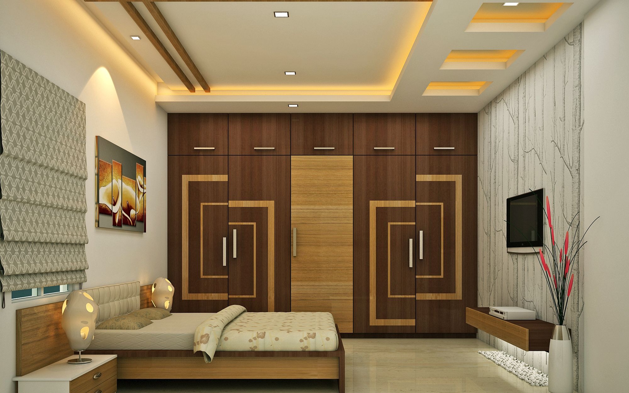Tủ quần áo kịch trần có okking0 sát đụng trần nhà, giúp tăng okking.con chứa đồ
