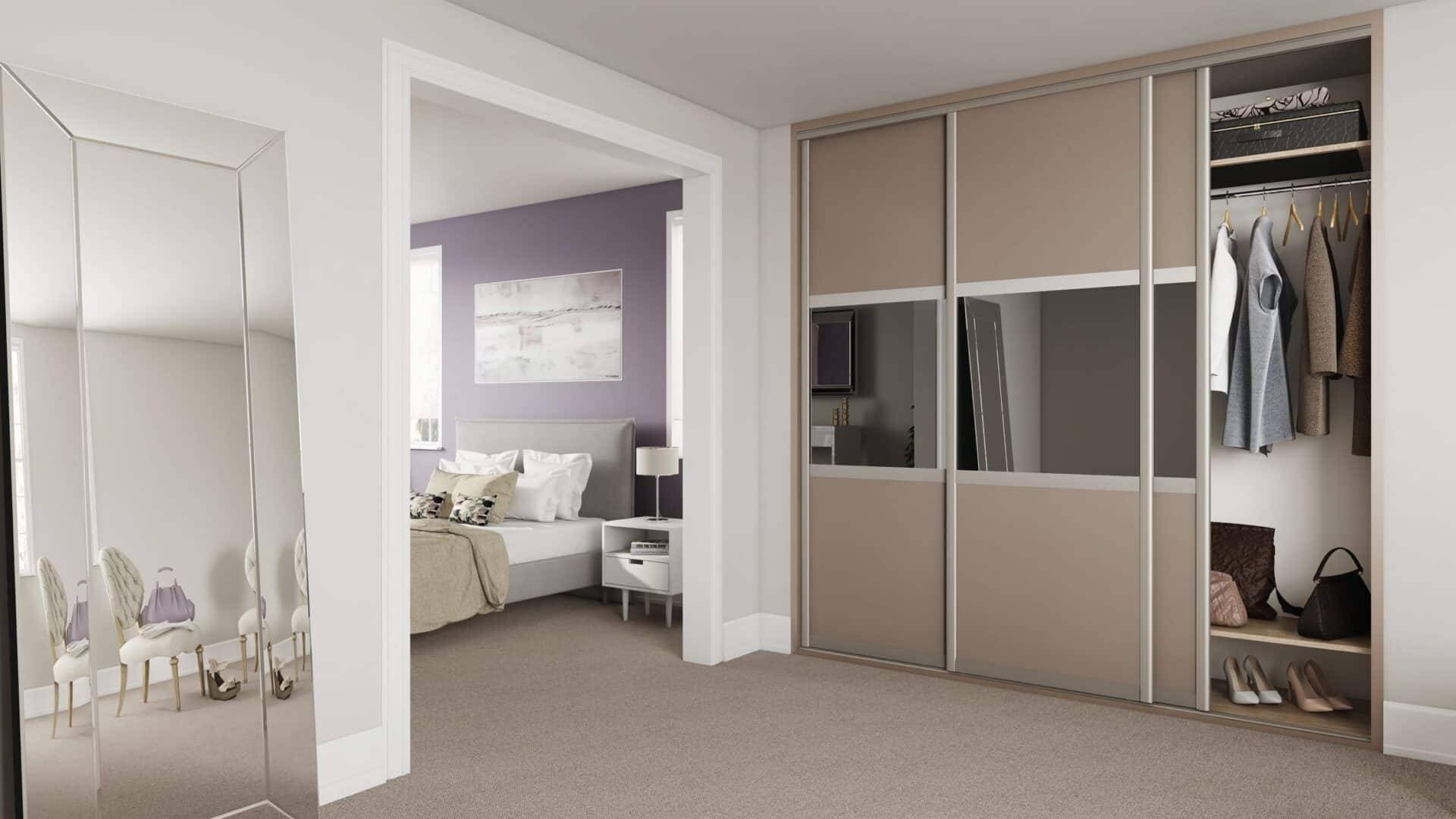 Tủ quần áo cánh lùa cao kịch trần phủ Laminate đẹp tinh tế (Nguồn: Sưu tầm)