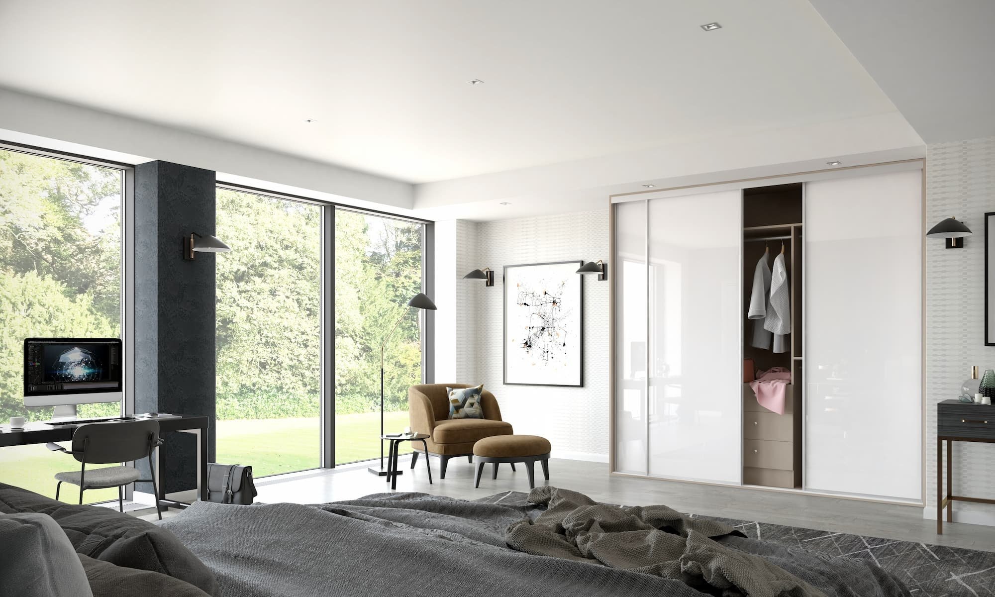 Tủ quần áo acrylic cánh lùa cao kịch trần (Nguồn: Sưu tầm)