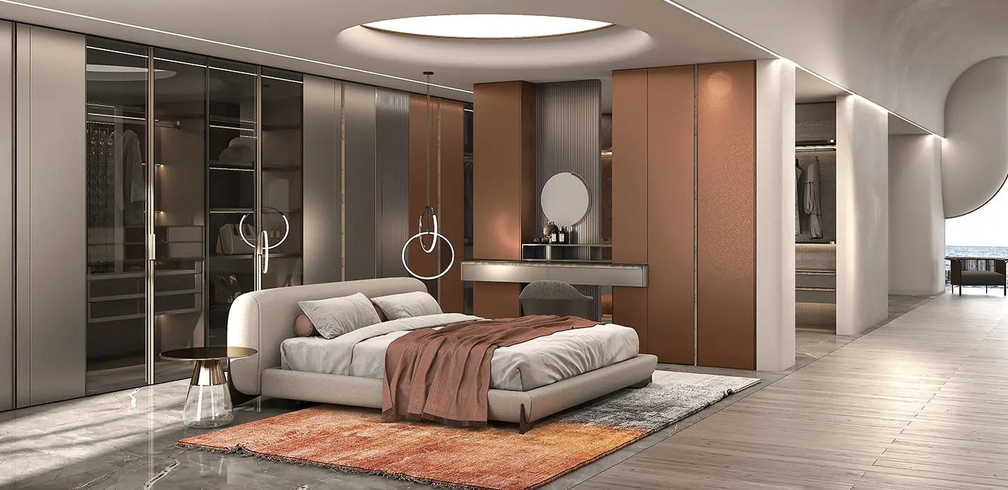 Mẫu tủ quần áo kịch trần âm tường kiểu dáng trẻ trung, tinh tế (Nguồn: Sưu tầm)