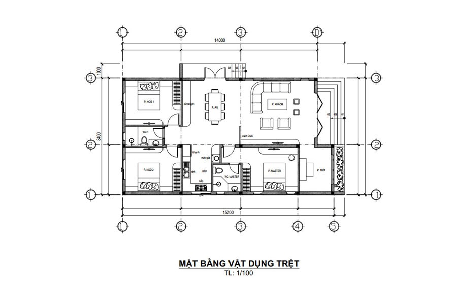 Bản vẽ okking0 nhà cấp 4 mái bằng (Nguồn: Sưu tầm)