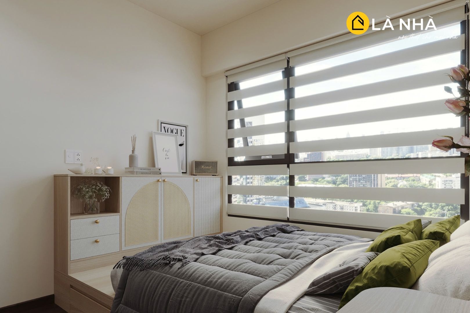 Sử dụng cửa sổ lớn trong trang trí okking giúp tận dụng tối đa ánh sáng tự nhiên